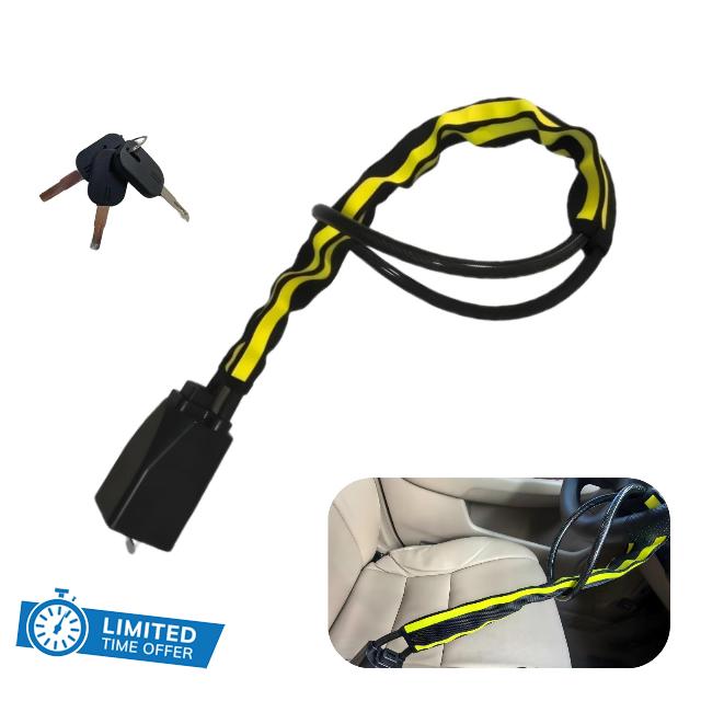 Steering Wheel Lock with Seat Belt Lock – Double Anti-Theft