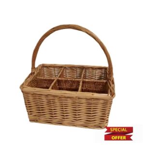 Durability Wicker Picnics Basket Retros Styles Traditional for Picnics Backyard Gatherings Wicker Bottle Basket with Handle