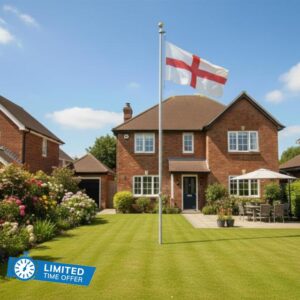 England Flag 20 FT Heavy Duty Aluminium Pole Kit – Outdoor Flagpole with Parts for House