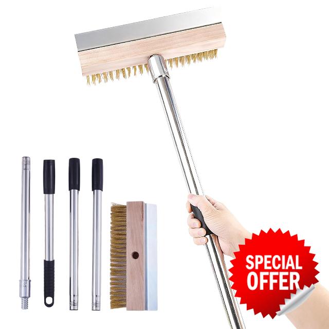 Pizza Oven Brush Grill Cleaning Brush with Scraper and 1.6m Long Handle Pizza Oven Accessories Pizza Oven Tool