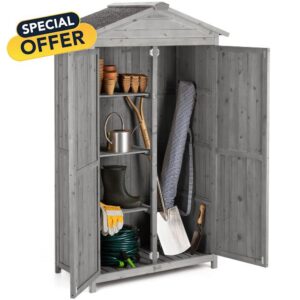 Christow Small Double Door Garden Shed – Grey Painted