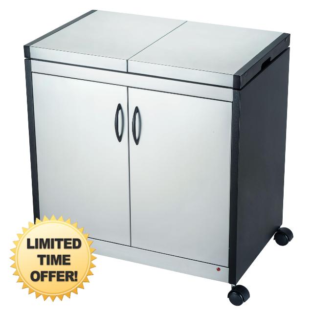 Teknix TK2HOSTIX Electric Hostess Trolley – Heated Food Warming Trolley with Sliding Lid & Glass Dishes