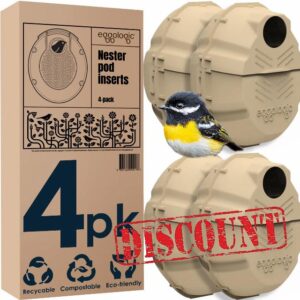 Nester Pod Insert 4 Pack – Natural Wood Fibre Bird Nesting Box Liner – Garden Bird House Insert for Seasonal Nest Refresh