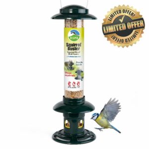 RSPB Squirrel Buster Bird Feeder - 100% Squirrel Proof Bird Feeder UK Supports RSPB Conservation - Easy Clean Bird Feeder for Small Birds