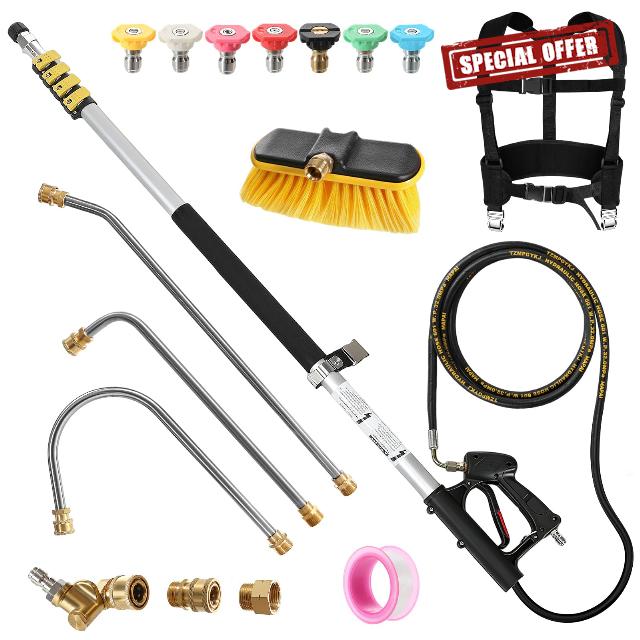 24FT Telescopic Pressure Washer Wand with Brush