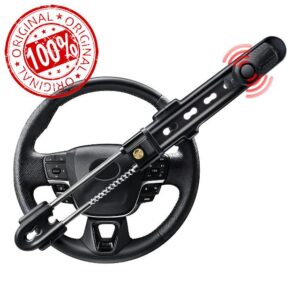 ELECTOP Steering Wheel Lock with 113db Alarm Car Lock Heavy Duty Car Alarm System with Motion Sensor Anti Theft Device with Adjustable Locking and 2 Keys Car Alarm System for Auto Truck Van SUV