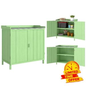 Outsunny Wood Garden Storage Cabinet
