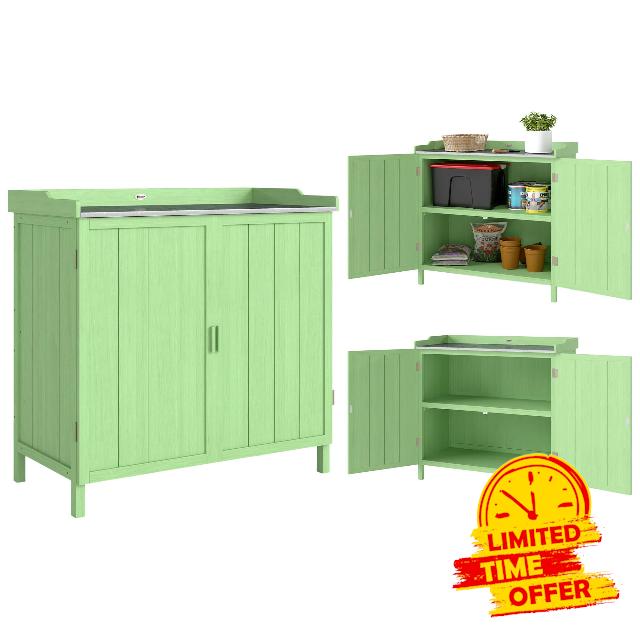 Outsunny Wood Garden Storage Cabinet