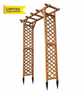 Selections Wooden Garden Arch with Square Top (Tan) & Metal Ground Spikes