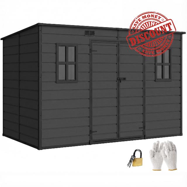 Outsunny 10 x 6 ft Plastic Garden Shed