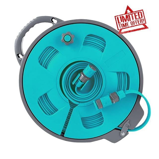 Liberty Leisure Roll On Hose 15 Metres LL1562A – Food Safe Flat Hose with Reel