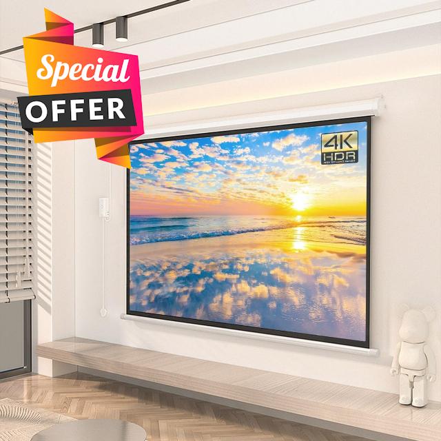60" 72" Electric Projector Screen Ultra HDR Upgraded Motorized Projection Screen With Remote Support 4:3 16:9 Electric Screens Perfect For Meeting