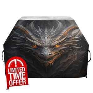 Dragon BBQ Cover for Outdoor Water & Rip-Proof Heavy Duty Gas Grill Cover Fade and UV Resistant Barbecue Cover with Adjustable Straps for Most Grills