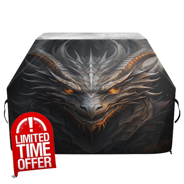 Dragon BBQ Cover for Outdoor Water & Rip-Proof Heavy Duty Gas Grill Cover Fade and UV Resistant Barbecue Cover with Adjustable Straps for Most Grills
