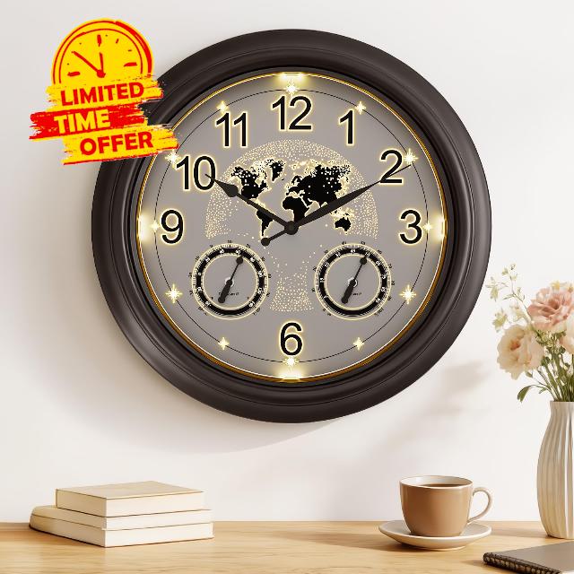 Beleuchtete Outdoor Wanduhr