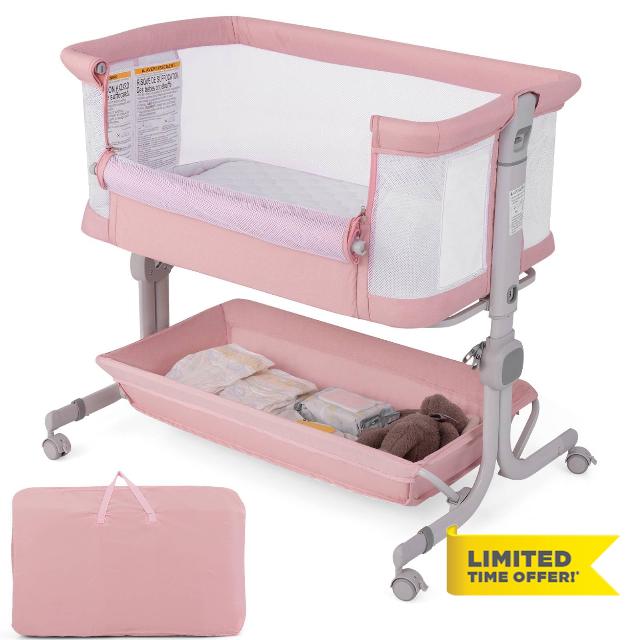 GYMAX Baby Bedside Crib
