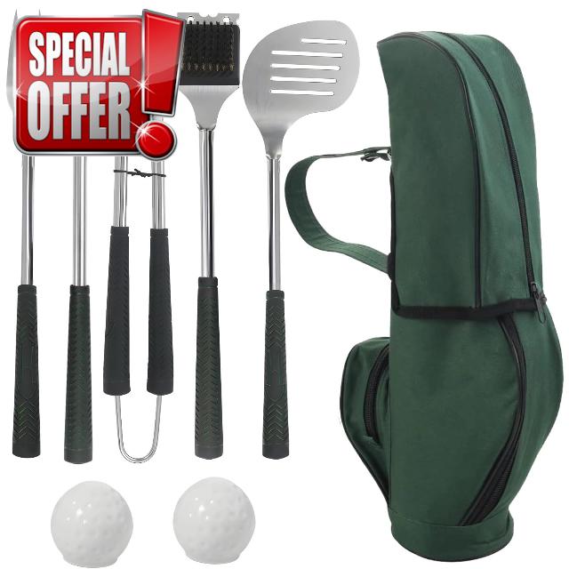 BBQ Grill Utensils Kit - 8 Piece Golf Set - Grilling Gift Set