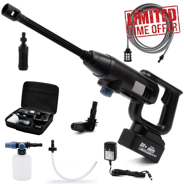 1087PSI High Pressure Portable Washer: Cordless Power Washer with 4.0Ah Battery - 3-Stage Adjustable Nozzle for Versatile Outdoor Cleaning of Cars/Patios/Gardens and Driveways