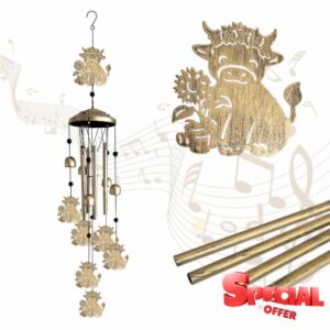 Highland Cow Wind Chimes for Garden - 42“ Large Metal Wind Chime Indoor Outdoor Decor