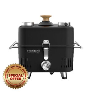 Everdure by Heston Blumenthal Cube Proflame 360 Portable Gas BBQ – Compact Outdoor Grill with Cast Iron Plate