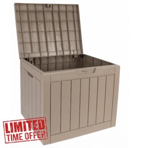 Indoor/Outdoor 120L Storage Box. Weather-Resistant. Plastic Wood Plank Effect Garden