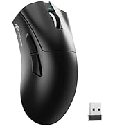 Multiple angles of a white wireless computer mouse with ergonomic design, featuring sleek contours and black accents. USB dongle visible in one shot.