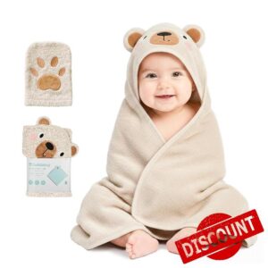 CuddleBug Premium Hooded Baby Towel & Washcloth Set - 100% Cotton Terrycloth Bath Towels for Newborn & Toddler