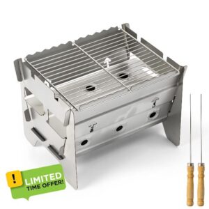 Portable Charcoal Barbecue Grill Small BBQ Grill Outdoor Travel for Camping Garden Picnic Detachable Design Mini Tabletop Home Cooking Parties Grilling