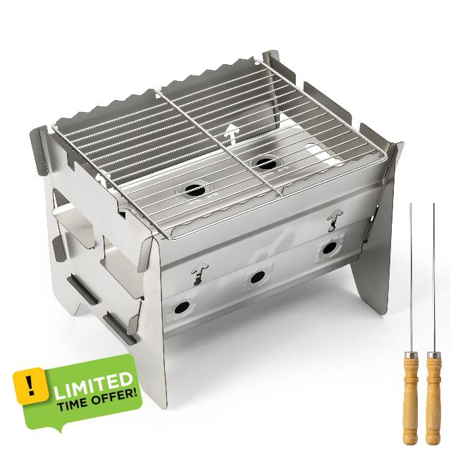 Portable Charcoal Barbecue Grill Small BBQ Grill Outdoor Travel for Camping Garden Picnic Detachable Design Mini Tabletop Home Cooking Parties Grilling