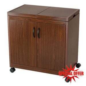 Teknix TK2HOSTM Electric Hostess Trolley – Heated Food Warming Trolley with Sliding Lid & Glass Dishes in Mahogany