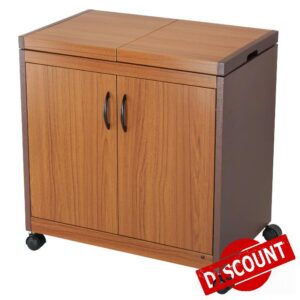Teknix TK2HOSTT Electric Hostess Trolley – Heated Food Warming Trolley with Sliding Lid & Glass Dishes - Teak