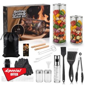 18 PCS Rolling Grill Basket Set