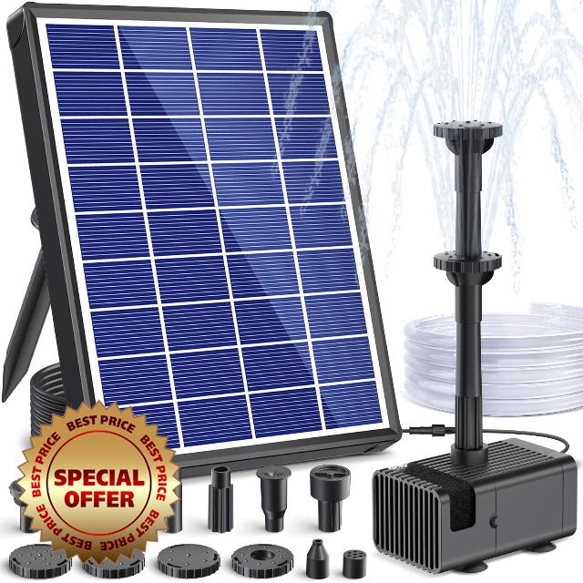 POPOSOAP Solar Fountain Pump for Bird Bath