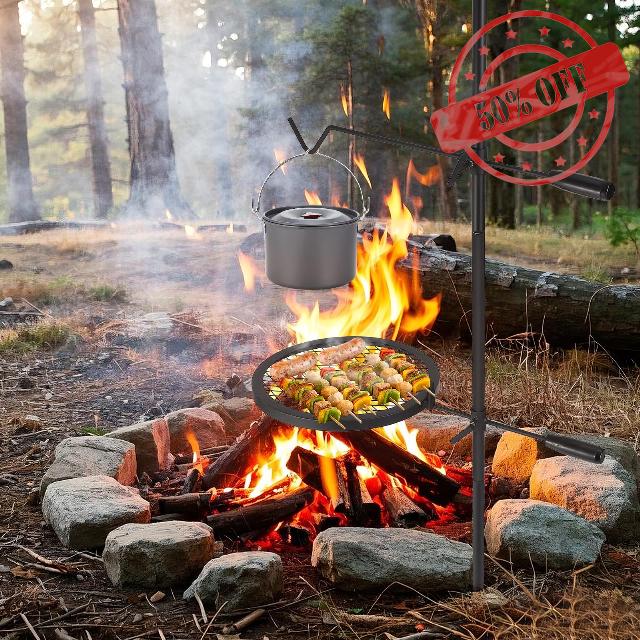 Adjustable Swivel Fire Pit BBQ Grill