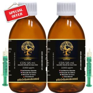 2 x 125 ml. CDS/CDL 3000 PPM (250 ml) | Newly Made Chlorine Dioxide | Product Already Activated | Ready to Dose | Including Dispenser for Increased Accuracy
