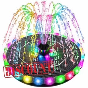 SZMP 3.5W Solar Fountain for Bird Bath with 2000mAh Battery & 3D Color Changing LED Light