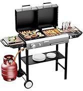 Outopee 4 Burner Propane Gas BBQ Grill, 40000 BTU Portable Barbecue Grill with Lid, Foldable Side...