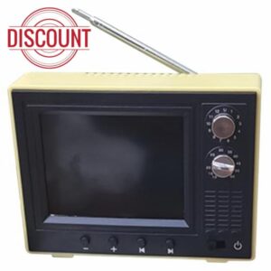 Dollhouse TV 1:12 Scale USB Rechargeable Vintage Mini TV Toy That Can Play Video with LCD Screen & 180° Rotatable Antenna Dollhouse Furniture for DIY Setting Accessories