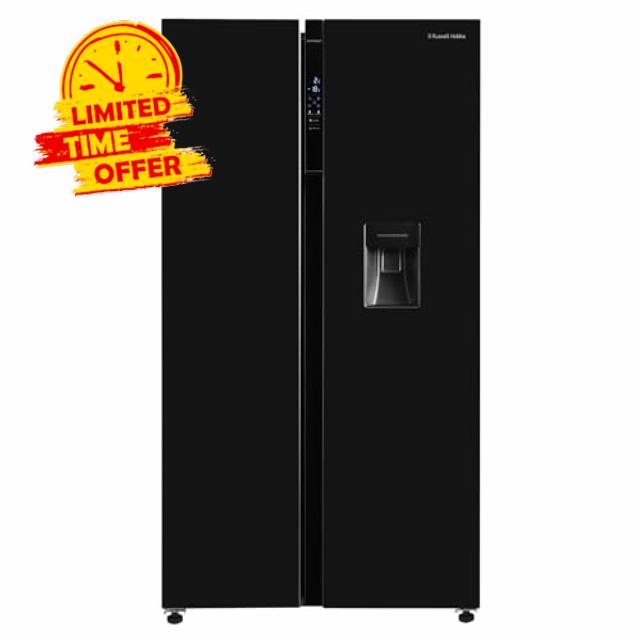 Russell Hobbs Freestanding American Fridge Freezer with Water Dispenser 442 Litre 70/30 in Black