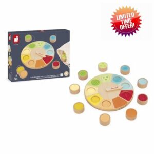 Janod - Wooden Touch Memory Game - Memory Game: Find the Indicated Textures Blindfolded - Develops the Sense of Touch and Hand-Eye Coordination - Ages 2 and up