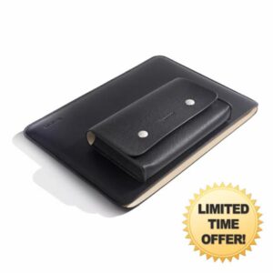 PU Leather Padded Laptop Sleeve Bag 13Inch Compatible with New Macbook Air 13 A3240 M4 A3113 M3/Pro 13 M2 A2686 with Charger Pouch