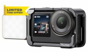 TELESIN Aluminum Alloy Protective Frame Case With Magnetic LED Light for DJI Osmo Action 6 Camera