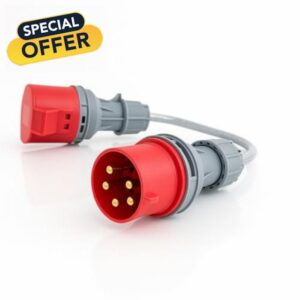 16A Plug to 32A 3 Phase Adapter 400-415V Converter 0.5 m SY 5G 4mm² Armoured Cable Robust Industrial Power Adaptor CEE