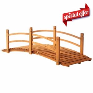 Outsunny 6FT Wooden Garden Bridge with Safety Railings