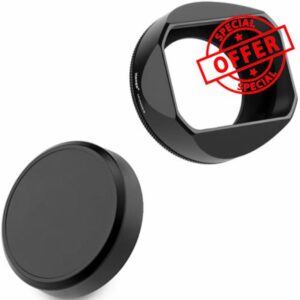 Haoge 39mm Metal Squaret Lens Hood for Fujifilm X-E5 & XF 23mm f2.8 set Fujinon XF27mmF2.8 R WR Lense Screw-in Hood Black