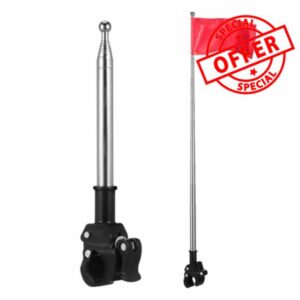 POPETPOP 2pcs Motorcycle Flag Pole Mount: Retractable Stainless Steel Flagpole for 22-30mm Handlebars