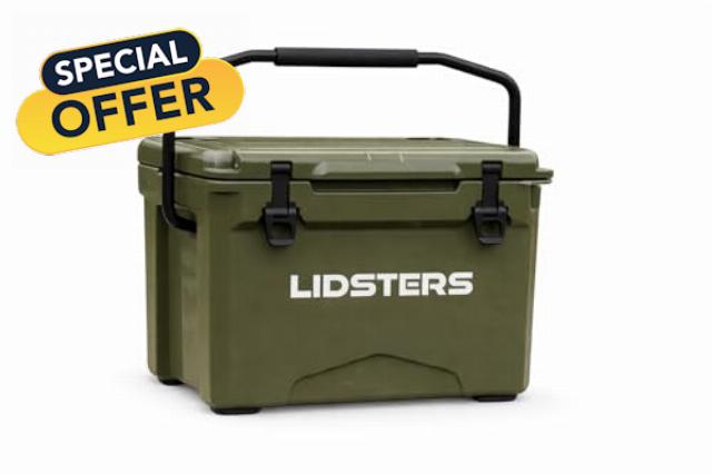 LIDSTERS 23L 33L 47L Rotomoulded Ice Cooler Box Green Heavy Duty Insulated Cool Box Portable Cup Holders & Bottle Opener Carp Fishing