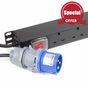 PDU UK Sockets 10 Way to 16A Commando Power Distribution Unit Vertical 3m