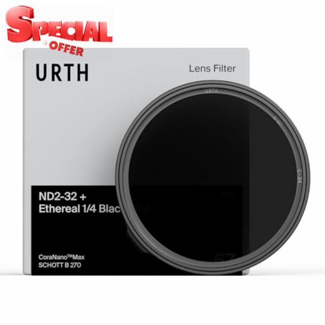 Urth 82mm Variable ND2-32 + Ethereal Black Mist ¼ Diffusion Lens Filter (Pro) — Professional-Grade Advanced Nano Multi-Coated Camera Filters for Enhanced Polarization and Cinematic Effec