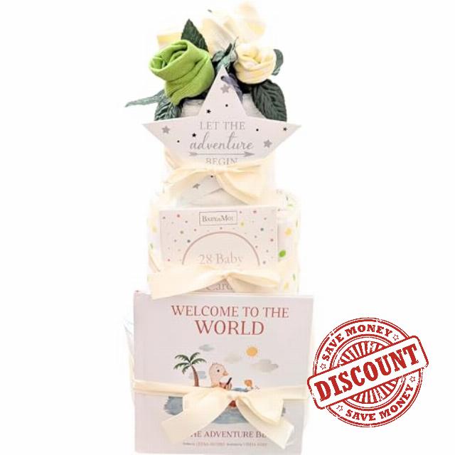 Newborn Gifts Unisex Nappy Cakes 11 Baby Essential Gift Items Nappies Keepsake Welcome to The World Book